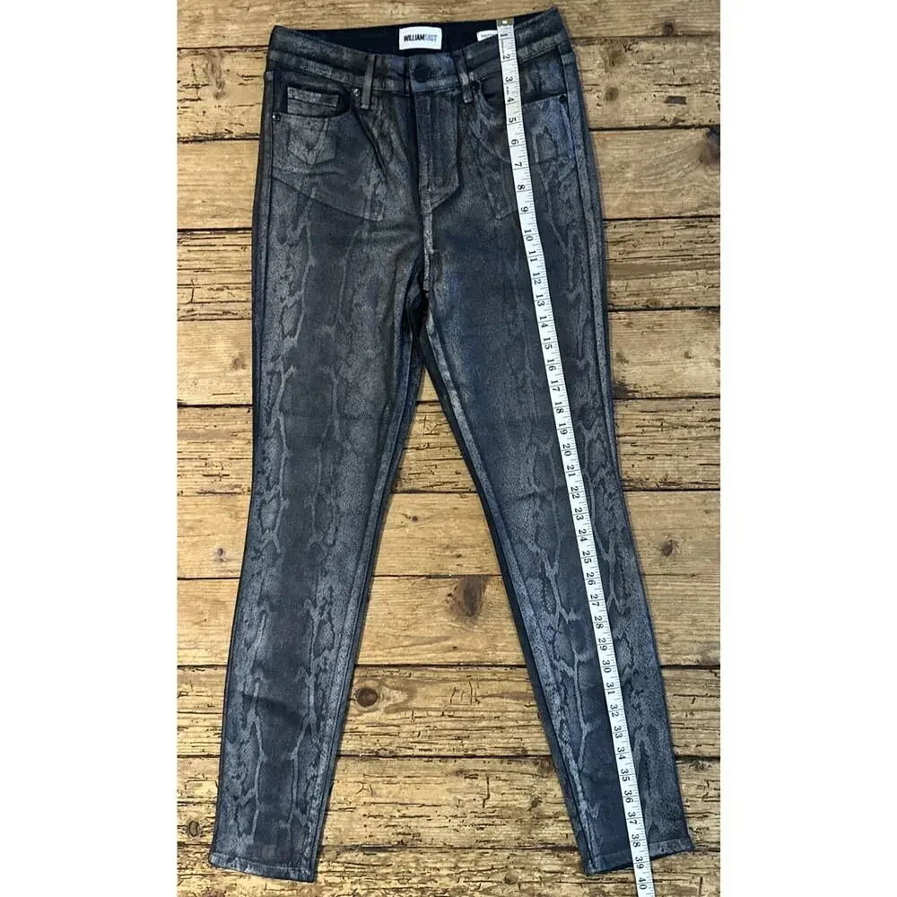 William Rast Women’s Gray Wax Coated Reptile Print Sculpted High Jeans Size 26_3
